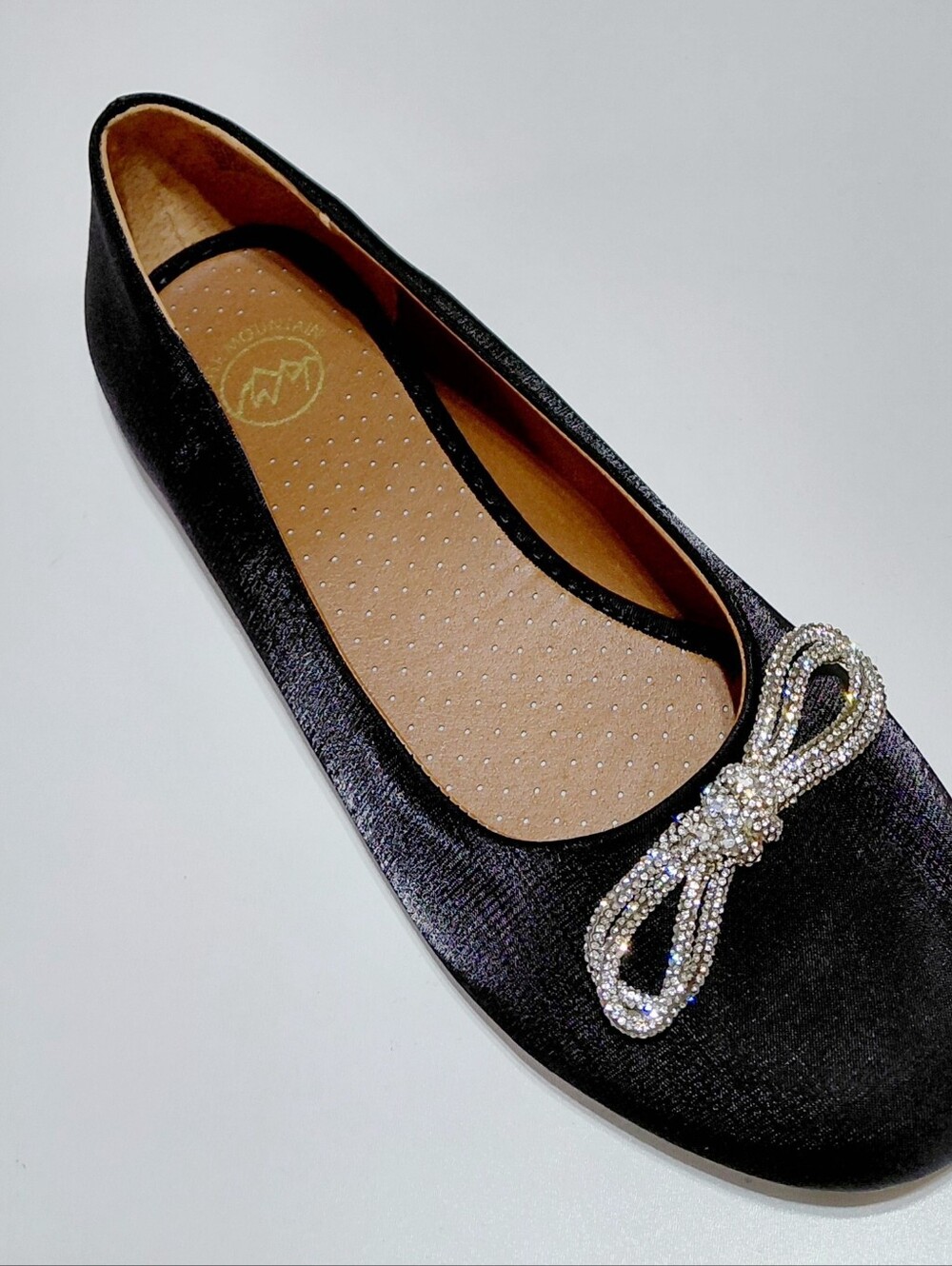 WHITE MOUNTAIN Women's Black Sashimi Rhinestone Double Bow Ballet Flat Sz 10M - Picture 6 of 7